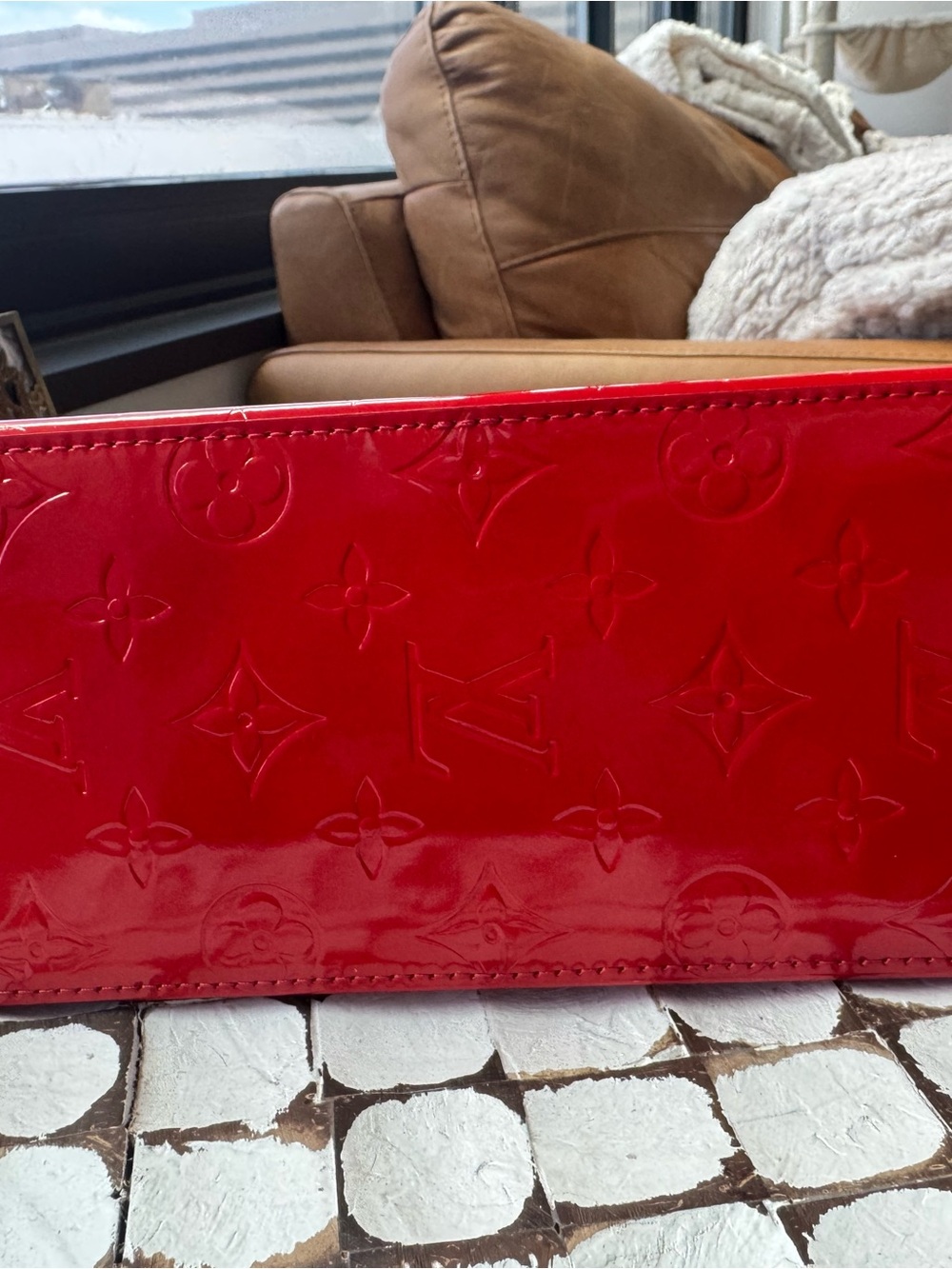 Louis Vuitton Shoulder Bag Monogram Vernis Reade PM, Red, Vintage, Limited - Picture 10 of 14